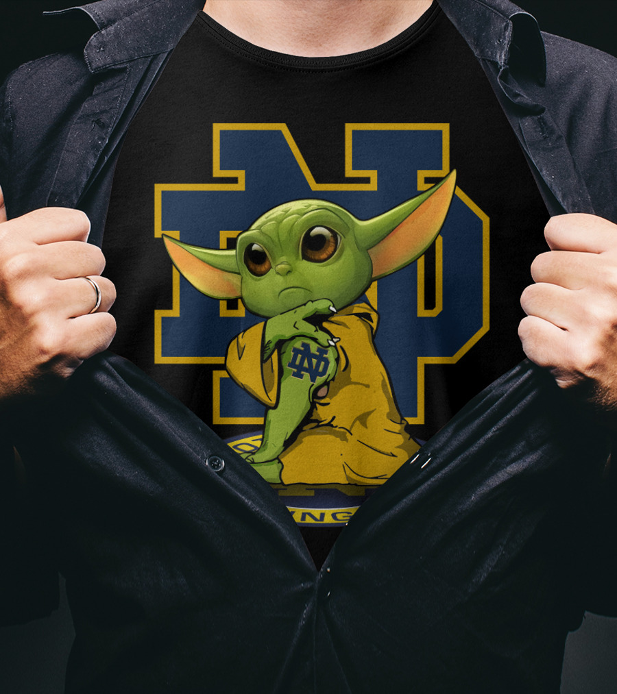 Notre Dame Fighting Irish Yoda ND Logo Football Fan T-Shirt