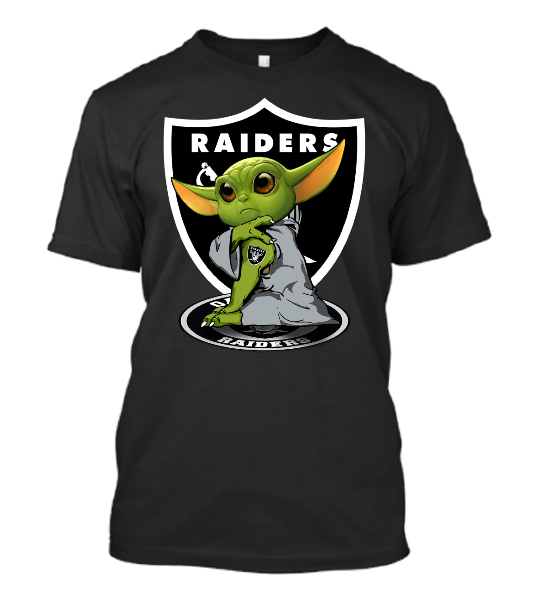Raiders Yoda Baby Grogu In Hoodie NFL T-Shirt