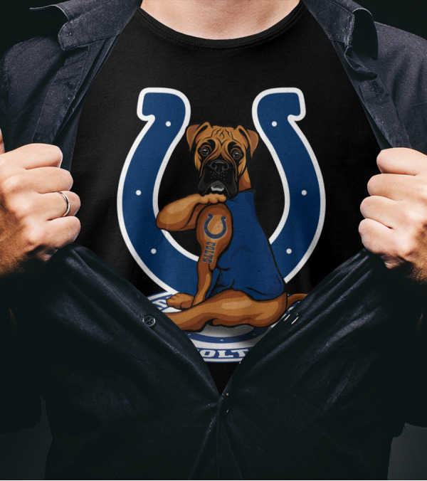 Boxer Colts Fan Dog With Horseshoe T-Shirt
