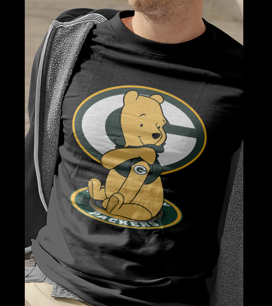 Pooh Green Bay Packers Crossover Football Bear T-Shirt
