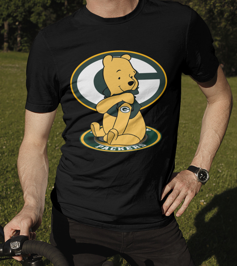 Pooh Green Bay Packers Crossover Football Bear T-Shirt