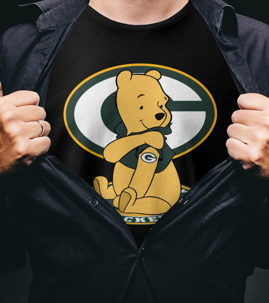 Pooh Green Bay Packers Crossover Football Bear T-Shirt