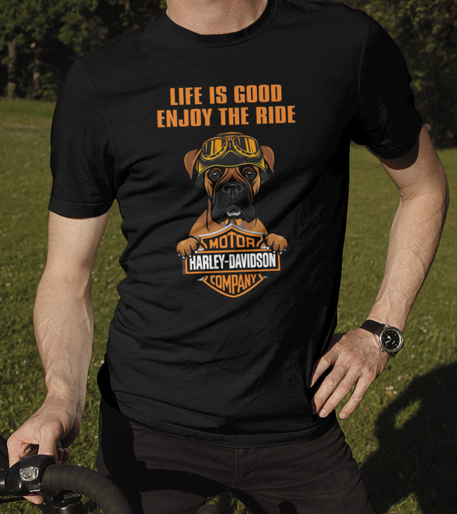 Life Is Good Enjoy The Ride Harley Davidson Motor Company Boxer T-Shirt