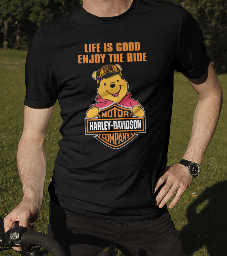 Life Is Good Enjoy The Ride Harley Davidson Pooh T-Shirt