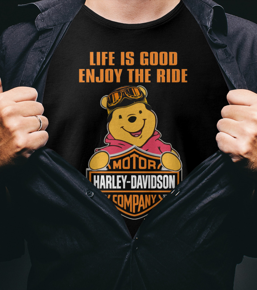 Life Is Good Enjoy The Ride Harley Davidson Pooh T-Shirt
