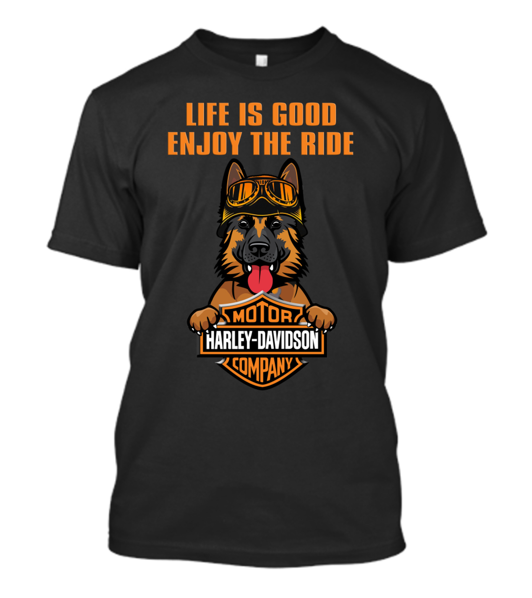 Life Is Good Enjoy The Ride Harley Davidson Motor Company German Shepherd T-Shirt