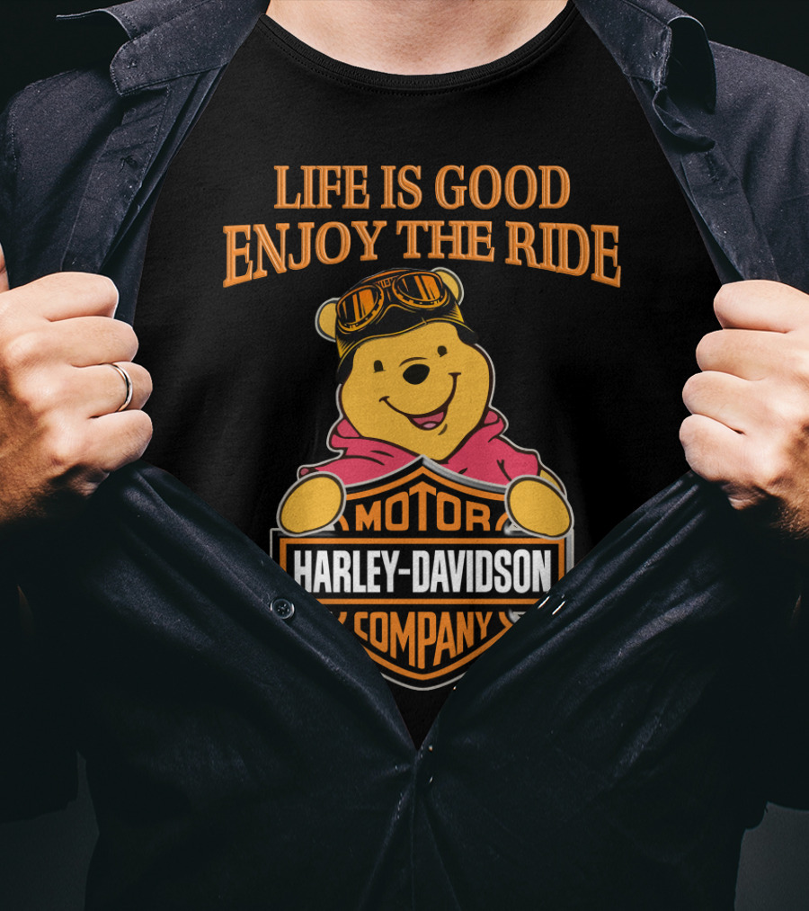 Life Is Good Enjoy The Ride Pooh Harley Davidson Motor Company T-Shirt