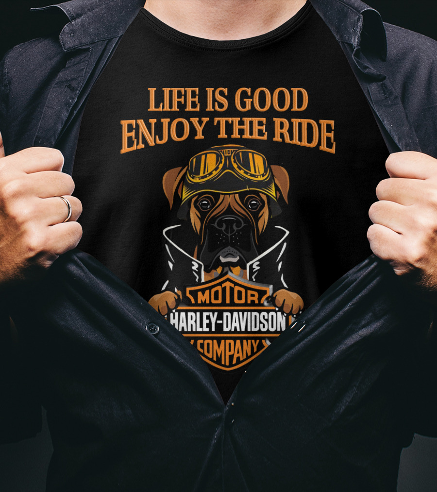 Life Is Good Enjoy The Ride Harley Davidson Boxer Motor Company T-Shirt
