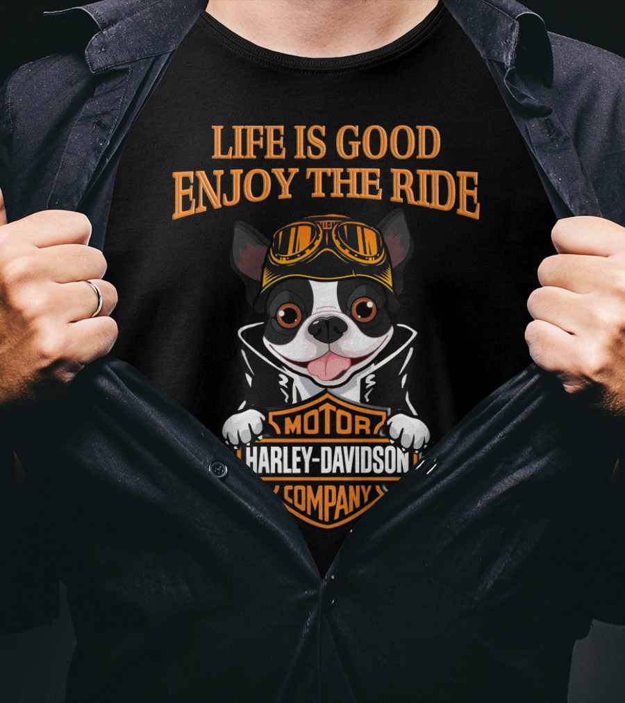 Life Is Good Enjoy The Ride Motor Harley Davidson Company Boston T-Shirt