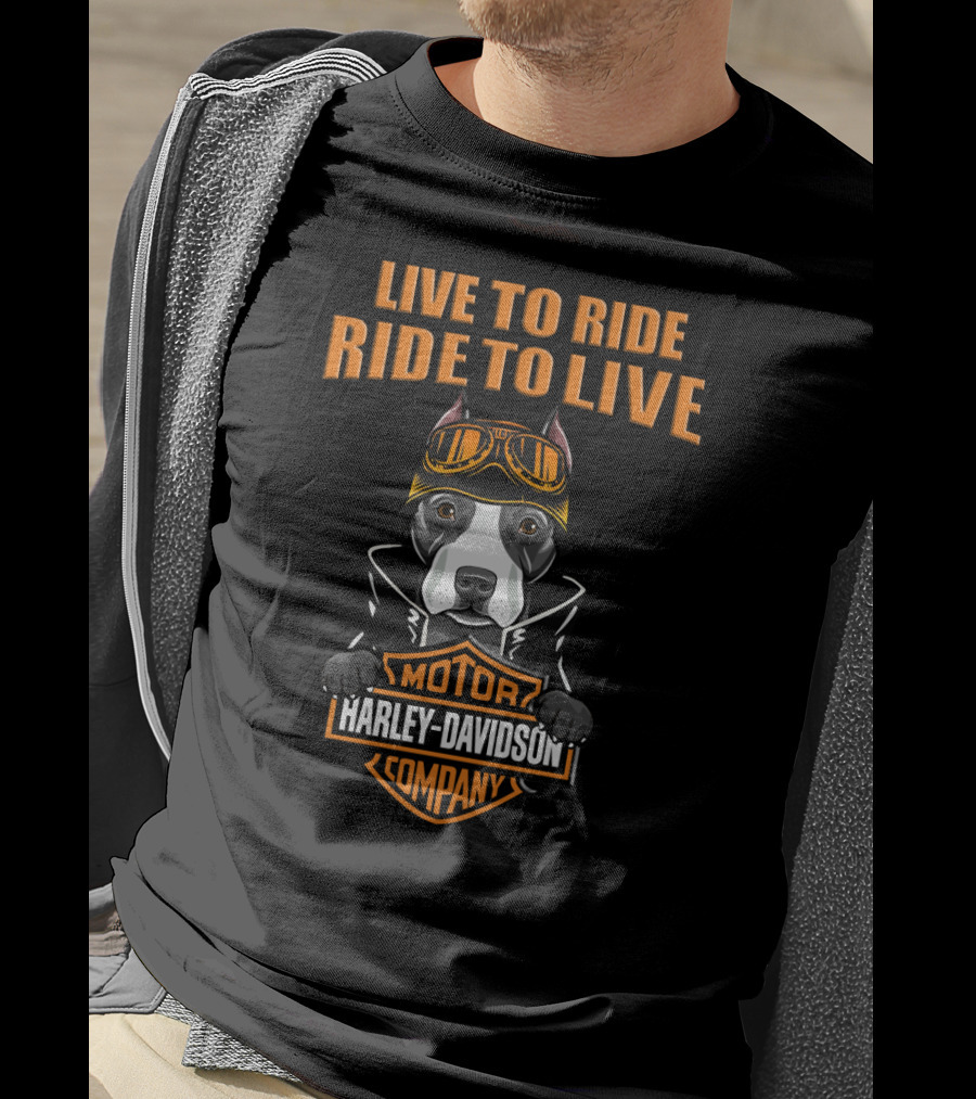 Live To Ride Ride To Live Harley Davidson Motor Company Pitbull T-Shirt