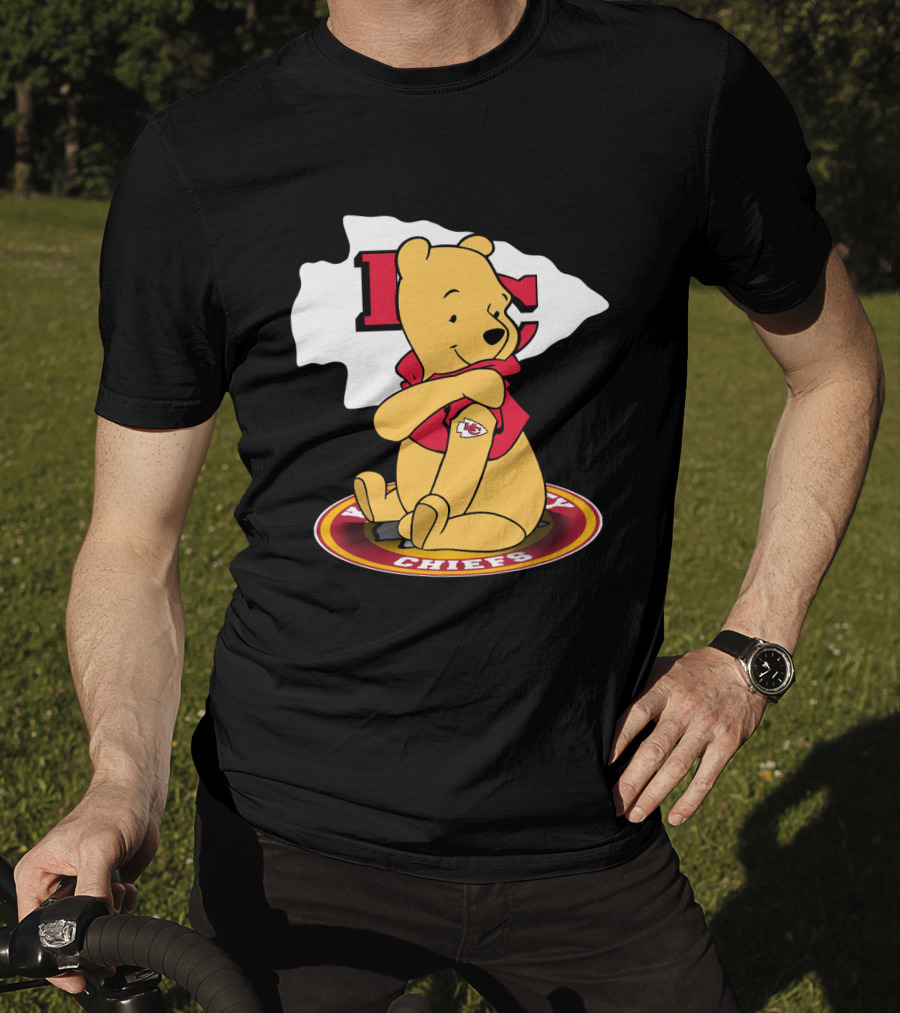 Pooh Character Chiefs KC Arrowhead Logo Circle T-Shirt