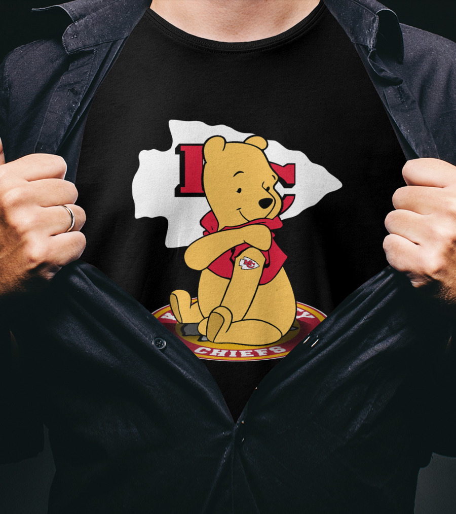 Pooh Character Chiefs KC Arrowhead Logo Circle T-Shirt