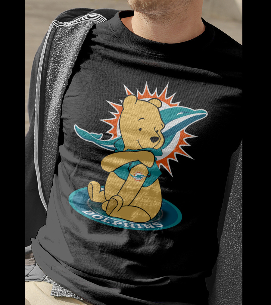 Pooh Dolphins Miami Football Fan Crossover T-Shirt