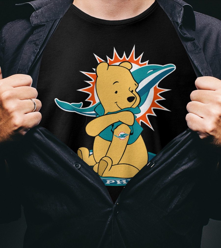 Pooh Dolphins Miami Football Fan Crossover T-Shirt