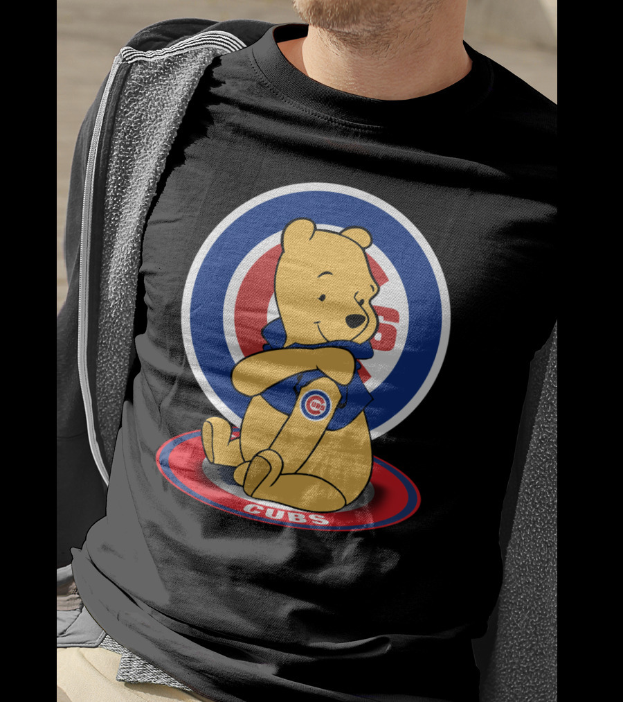 Winnie The Pooh Cubs Logo Baseball Fan Crossover T-Shirt