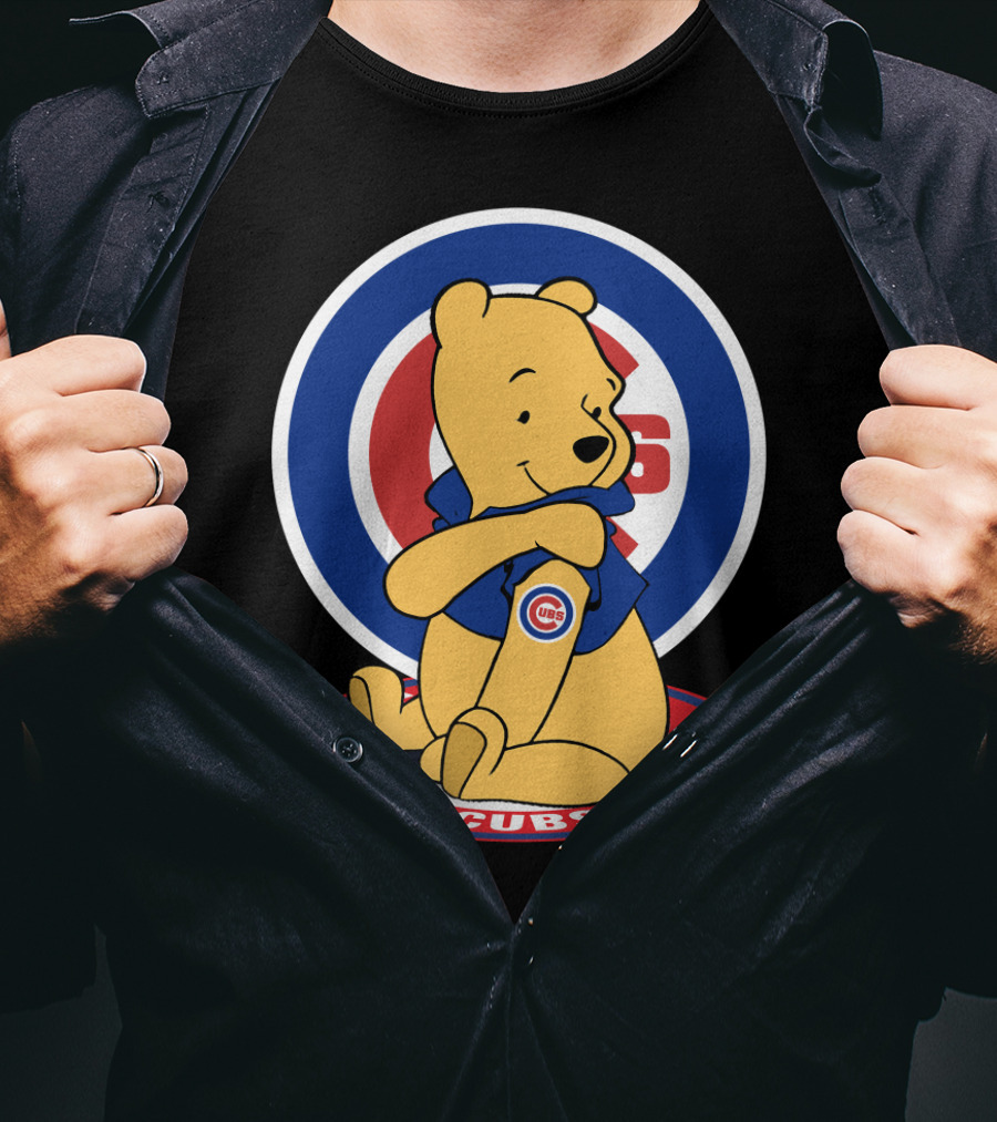 Winnie The Pooh Cubs Logo Baseball Fan Crossover T-Shirt