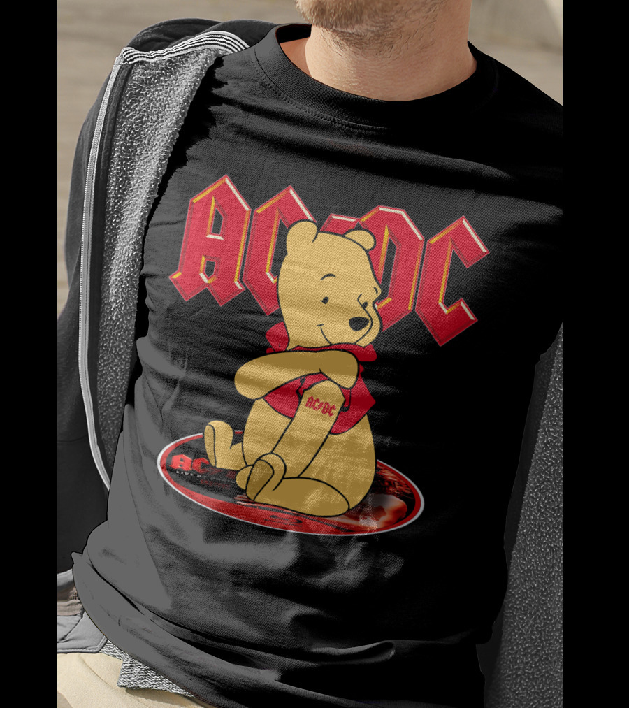 Acdc Pooh Bear Red Logo Crossover T-Shirt