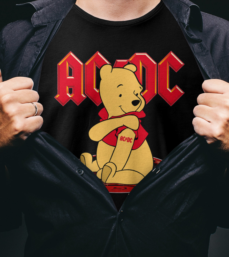 Acdc Pooh Bear Red Logo Crossover T-Shirt