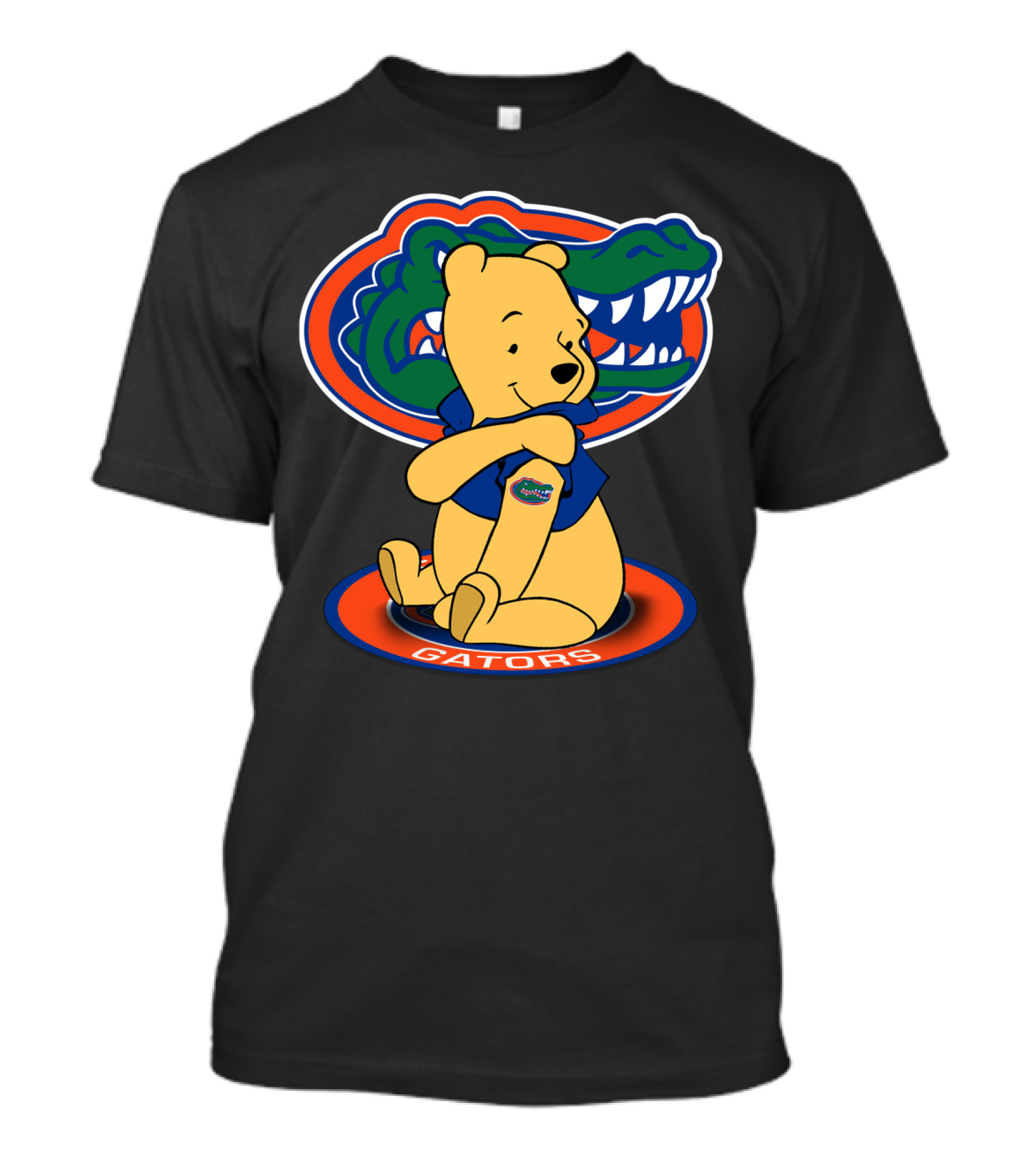 Pooh Wearing Florida Gators Blue Shirt With Gators Logo And Florida Gators Mascot T-Shirt
