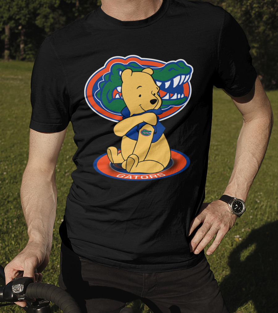 Pooh Wearing Florida Gators Blue Shirt With Gators Logo And Florida Gators Mascot T-Shirt