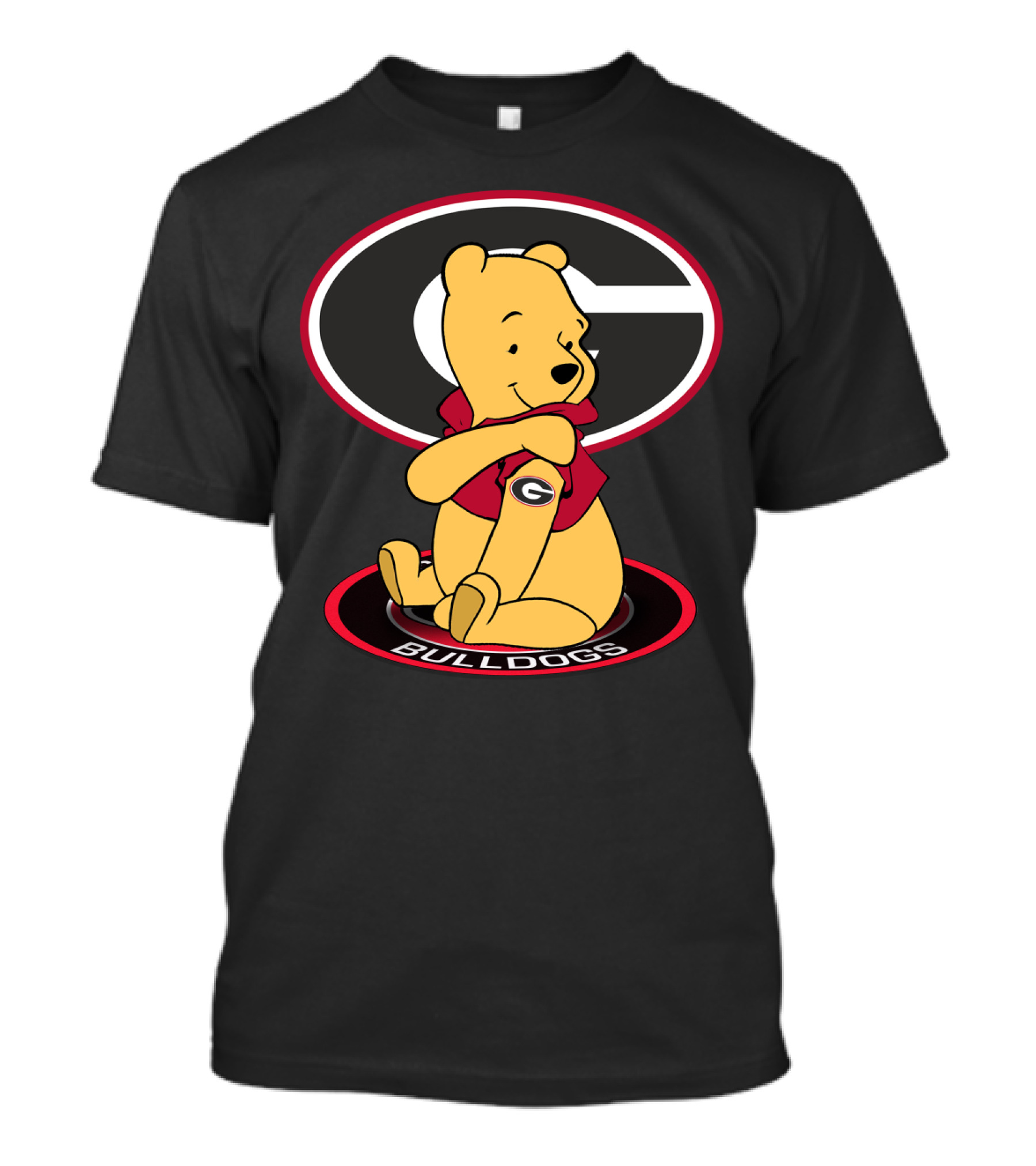 Winnie Pooh Georgia Bulldogs Fan With Logo And Jacket T-Shirt