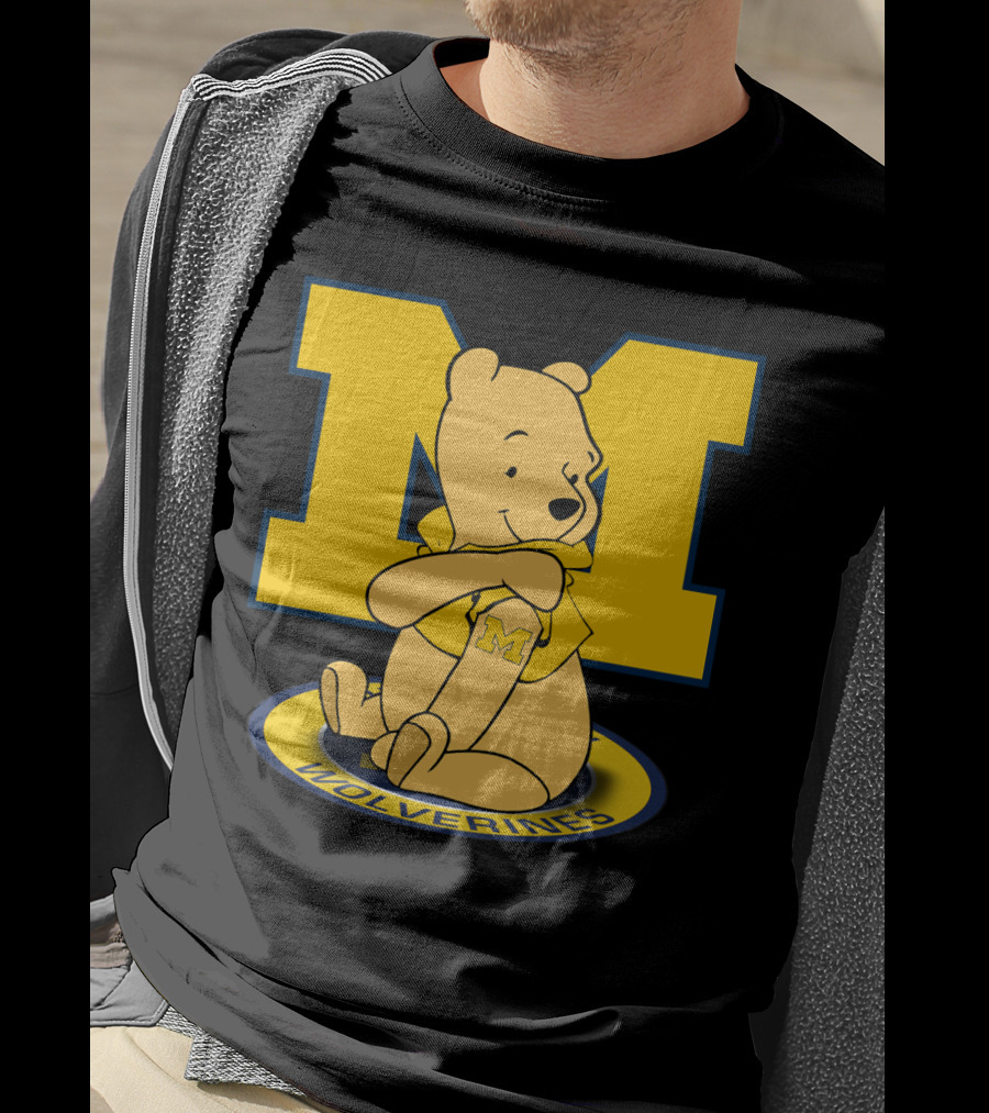 Pooh Bear Michigan Wolverines M Logo T-Shirt