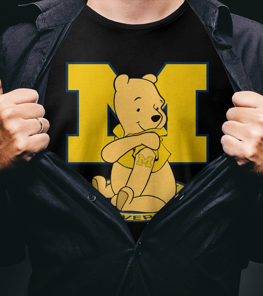 Pooh Bear Michigan Wolverines M Logo T-Shirt