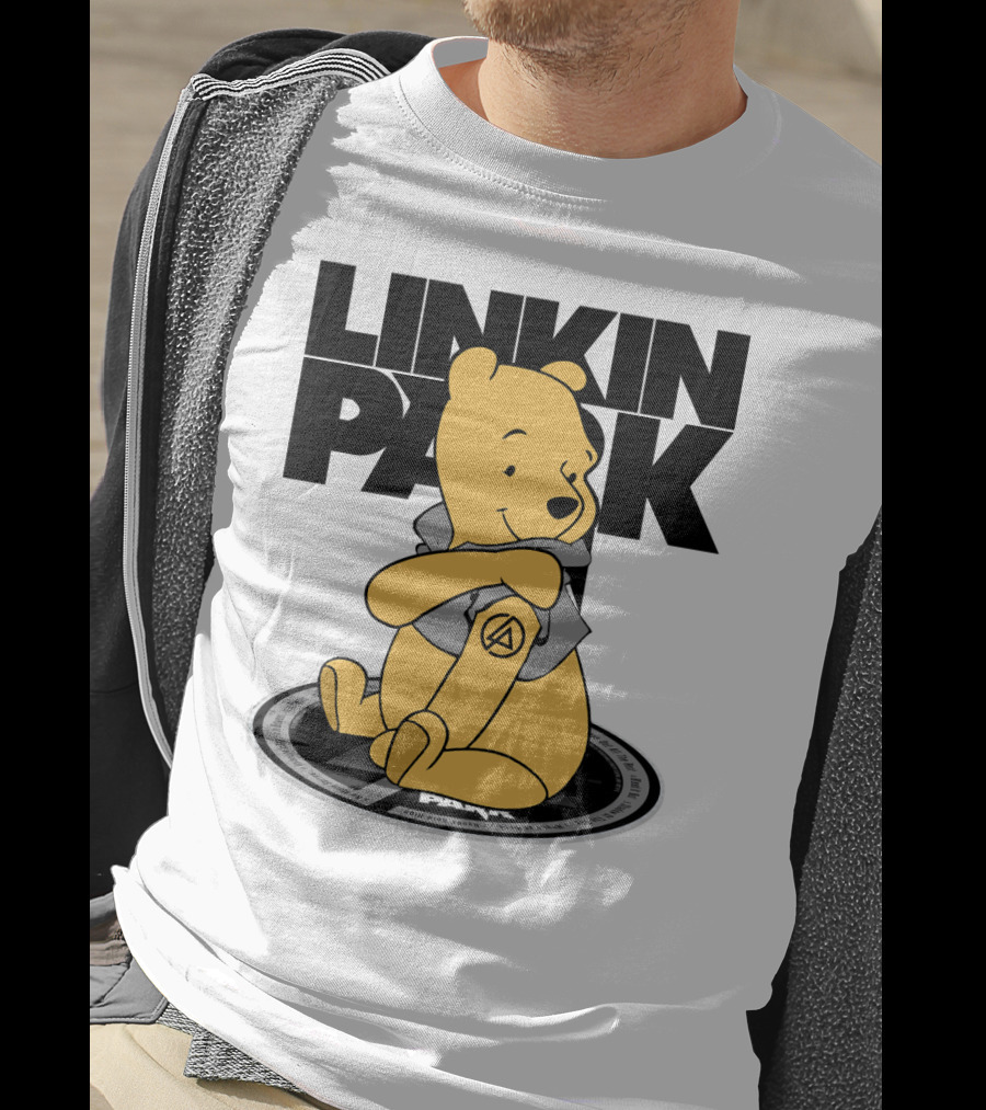 Linkin Park Pooh Bear Cuddling With Iconic T-Shirt