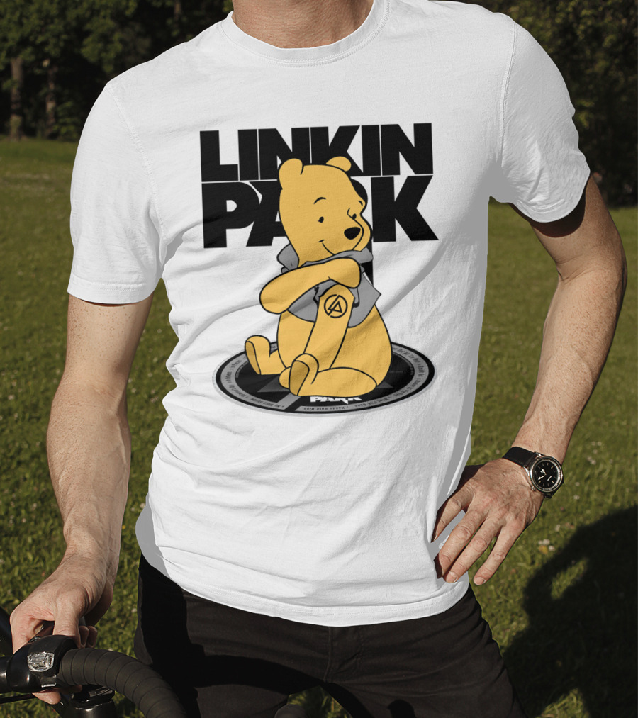 Linkin Park Pooh Bear Cuddling With Iconic T-Shirt
