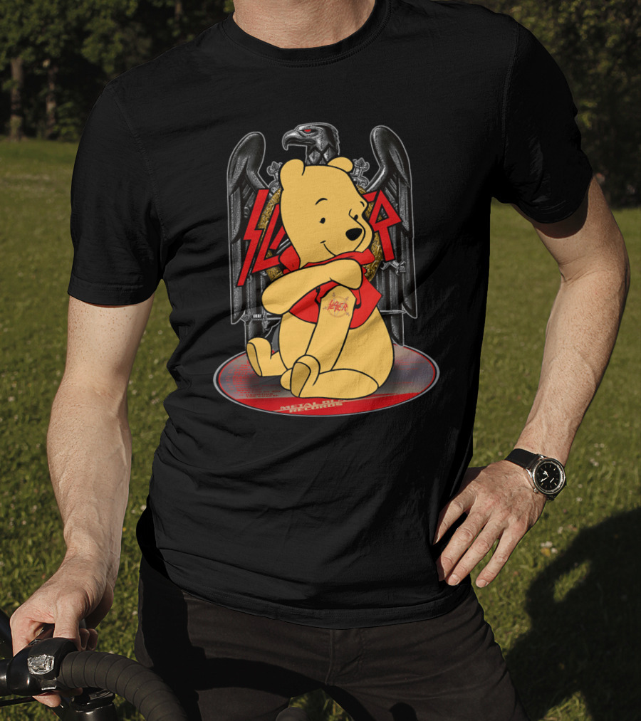 Pooh Slayer Winnie With Metal Eagle Emblem T-Shirt