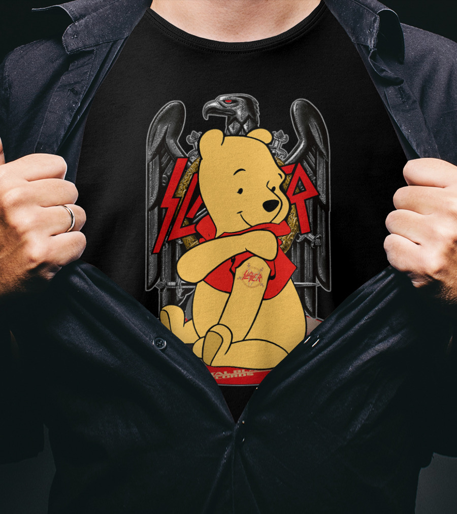 Pooh Slayer Winnie With Metal Eagle Emblem T-Shirt