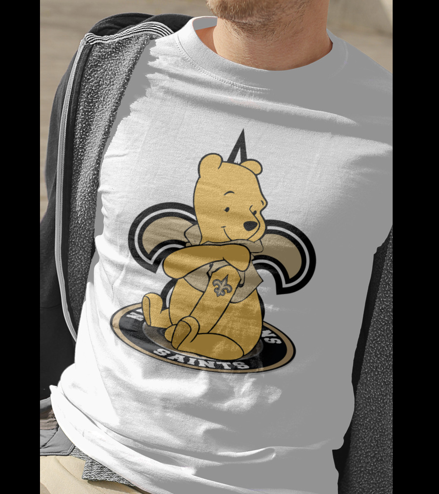 Winnie The Pooh New Orleans Saints Fleur-De-Lis Crossover T-Shirt