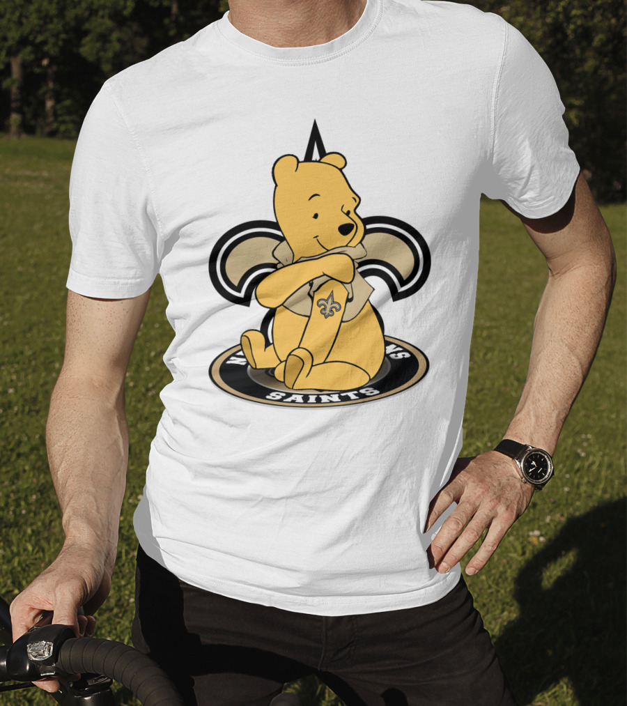 Winnie The Pooh New Orleans Saints Fleur-De-Lis Crossover T-Shirt