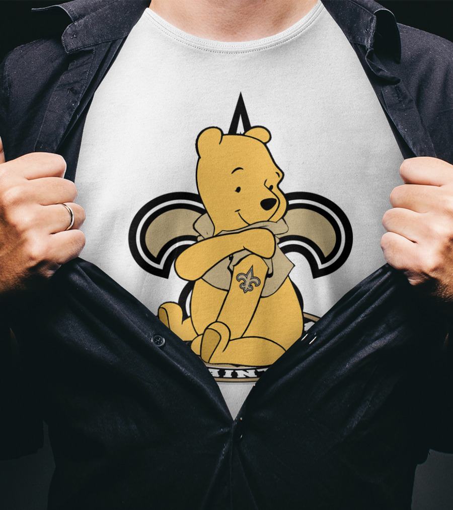 Winnie The Pooh New Orleans Saints Fleur-De-Lis Crossover T-Shirt