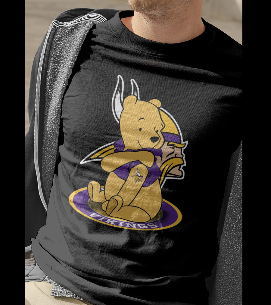 Vikings Pooh Bear Crossover Minnesota Football Fan T-Shirt