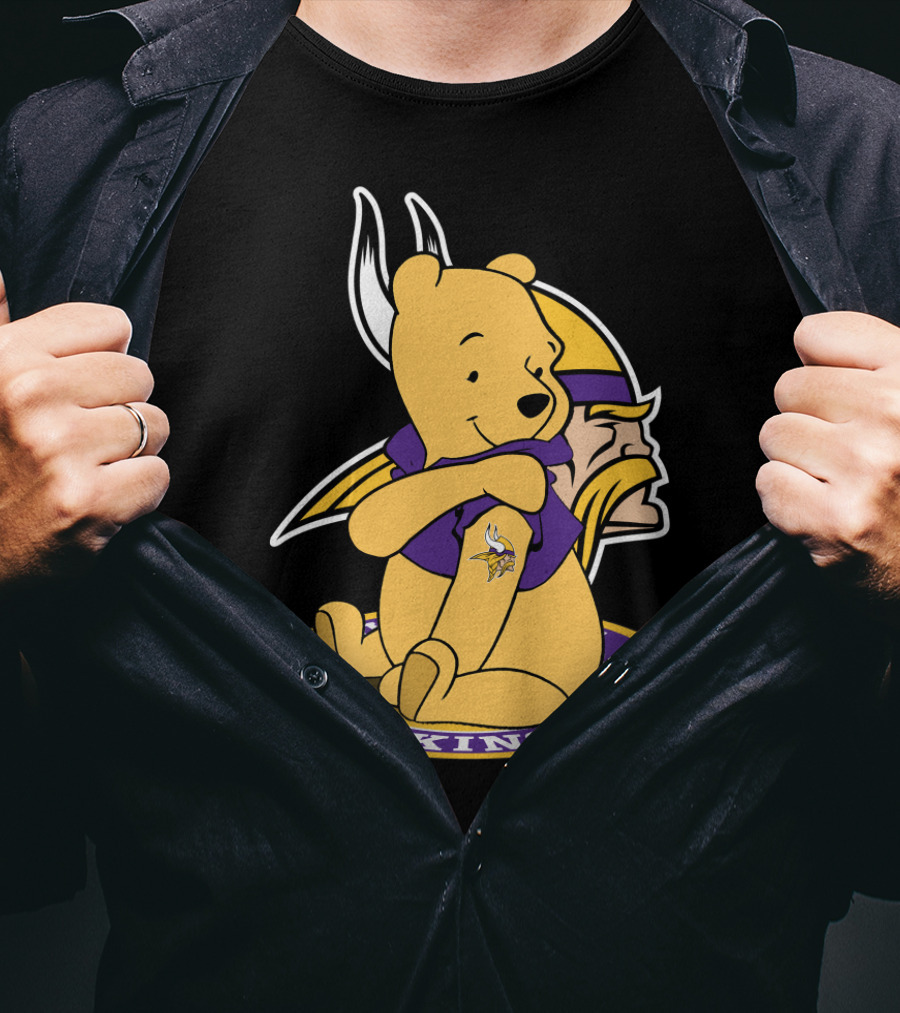 Vikings Pooh Bear Crossover Minnesota Football Fan T-Shirt