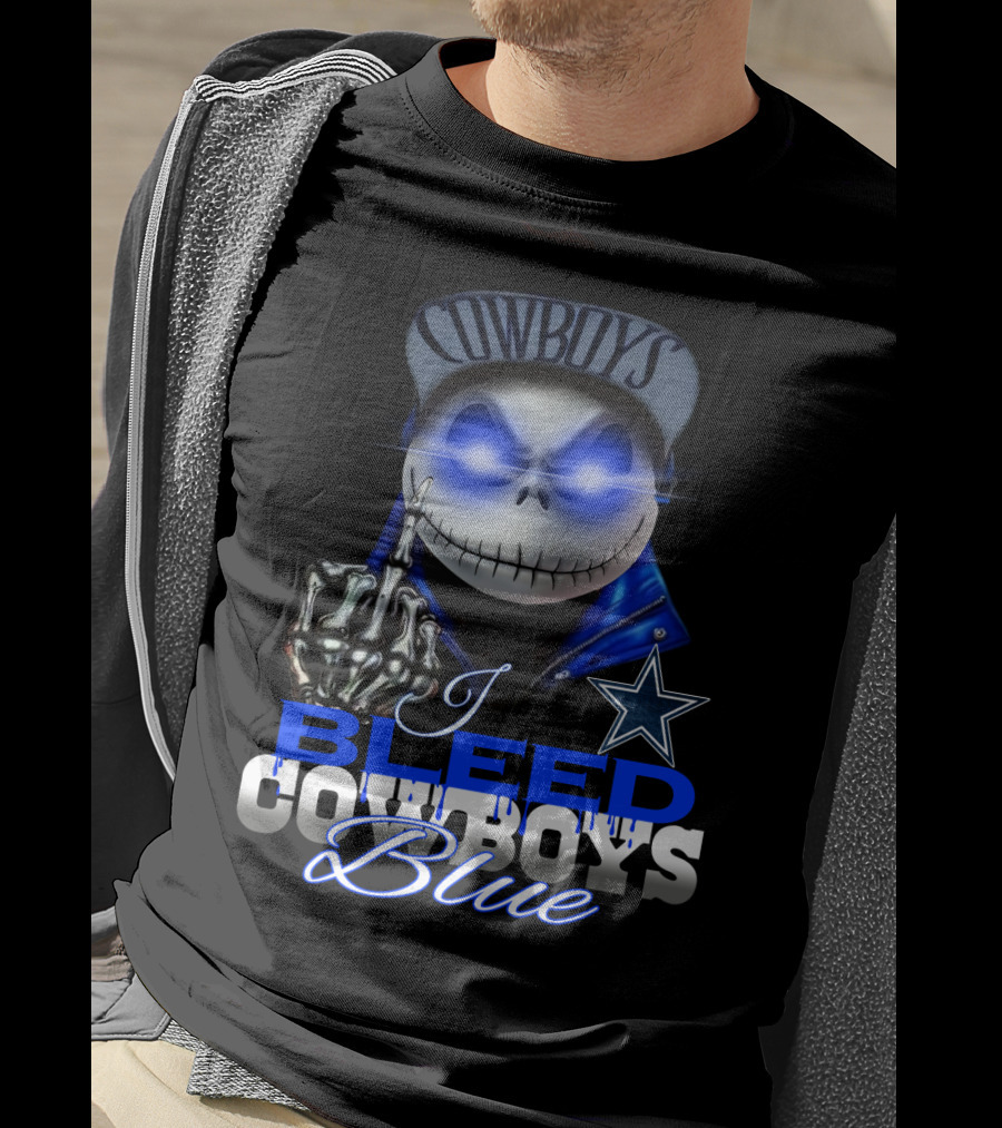 I Bleed Cowboys Blue Jack Skellington T-Shirt