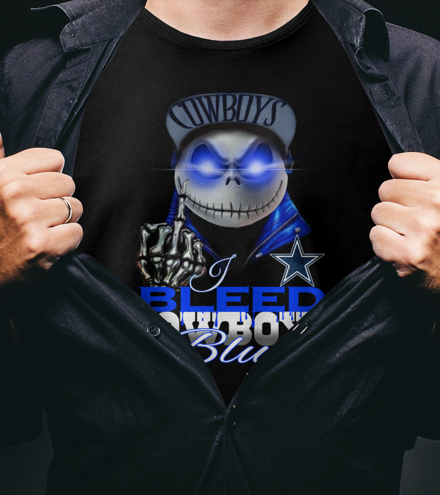 I Bleed Cowboys Blue Jack Skellington T-Shirt