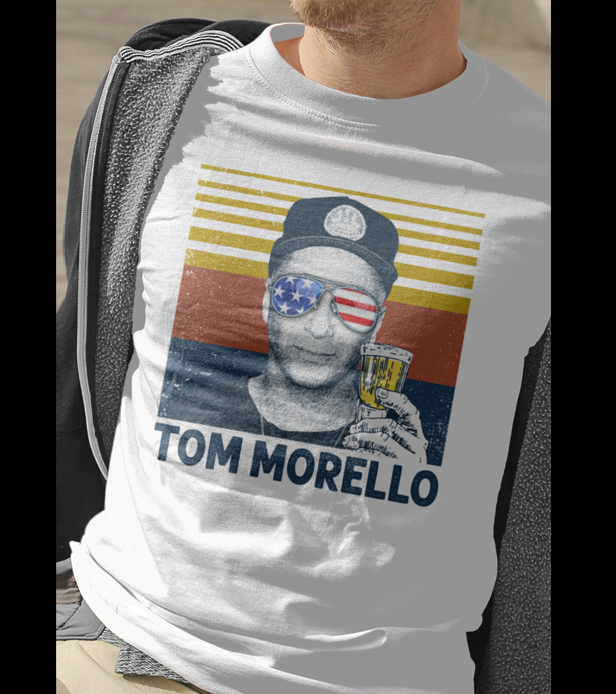 Tom Morello American Flag Sunglasses And Beer T-Shirt