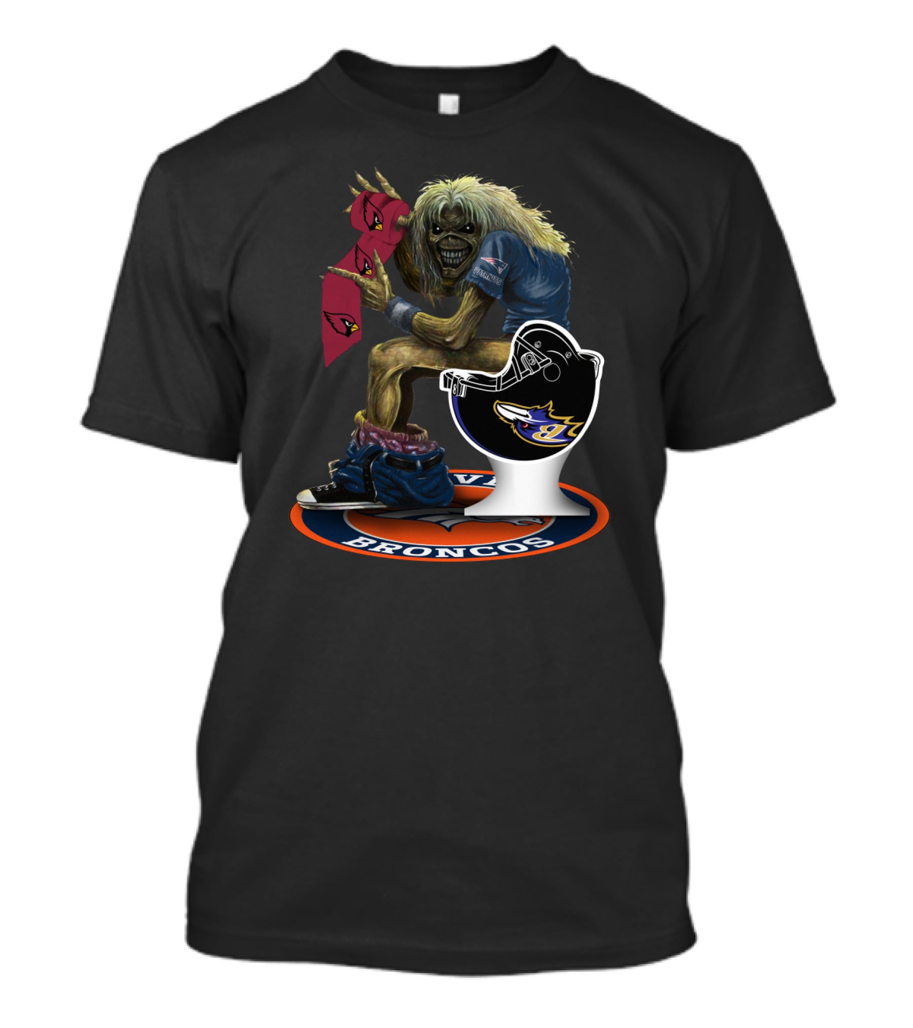 Broncos And Cardinals Crossover With Iconic Metal Mascot T-Shirt