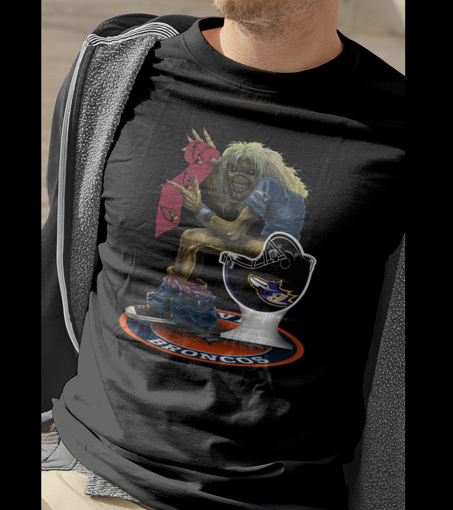 Broncos And Cardinals Crossover With Iconic Metal Mascot T-Shirt