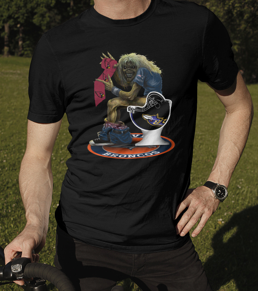 Broncos And Cardinals Crossover With Iconic Metal Mascot T-Shirt