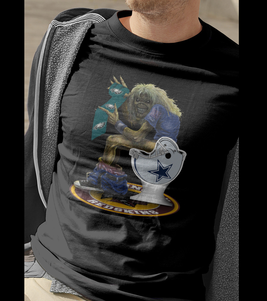 Eddie With Nfl Giants Eagles Cowboys Redskins Logos T-Shirt