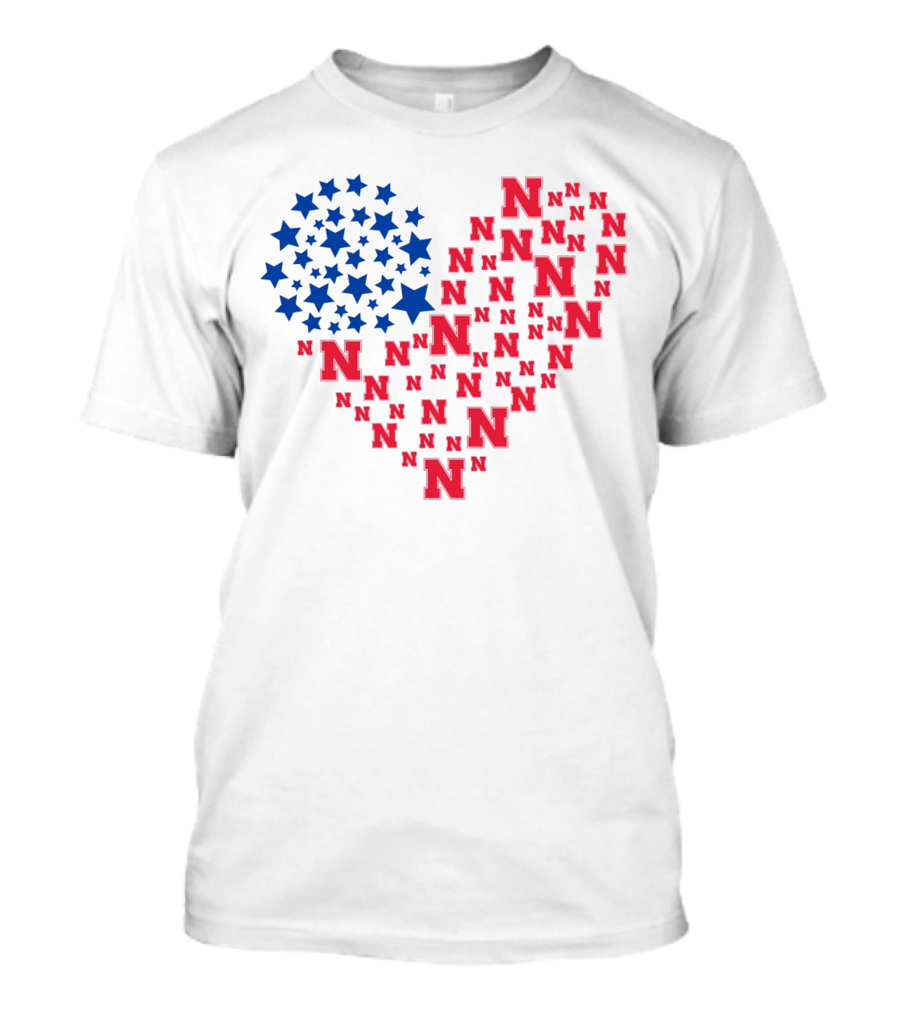 Heartflag Ncaa 19 Nebraska Red N Blue Stars T-Shirt