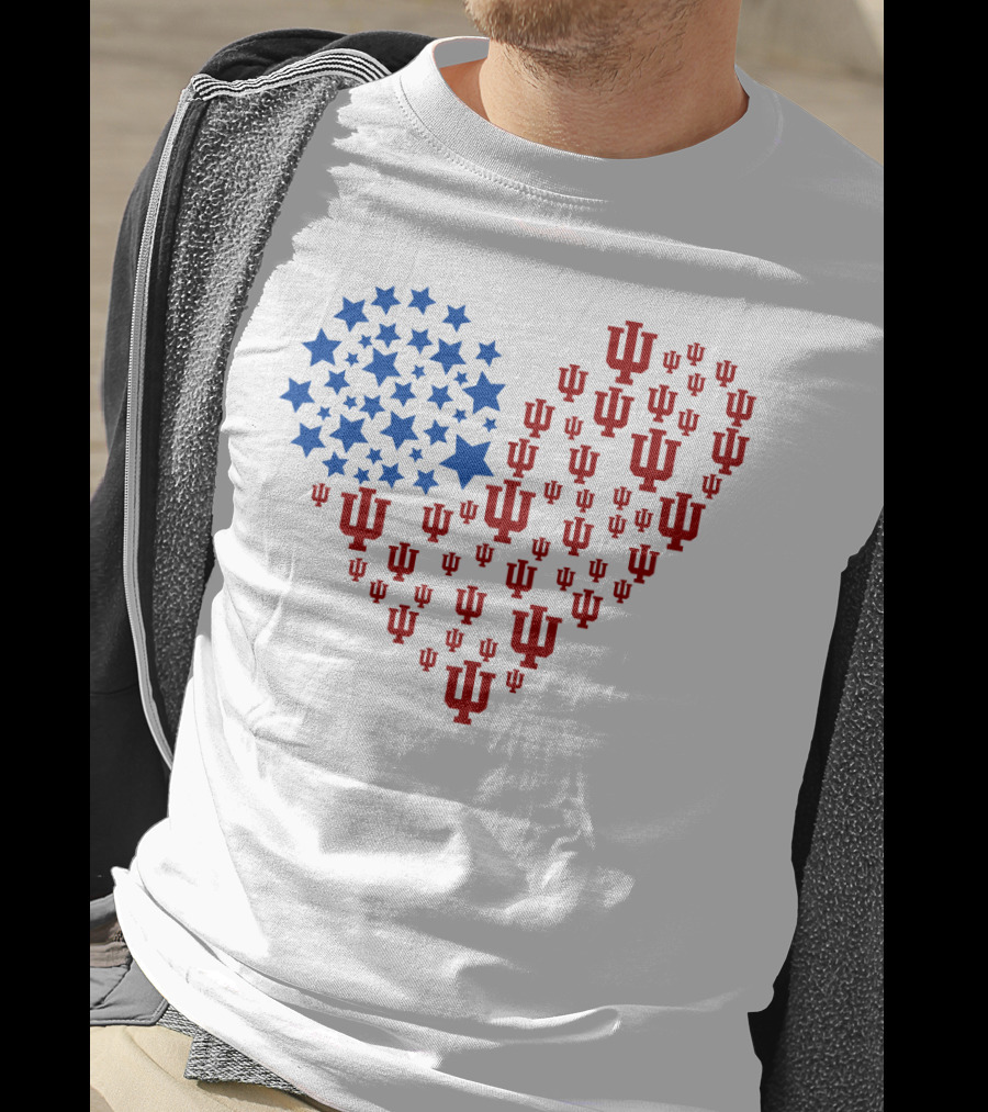 Heartflag Indiana University Stars And Iu Logo Ncaa T-Shirt