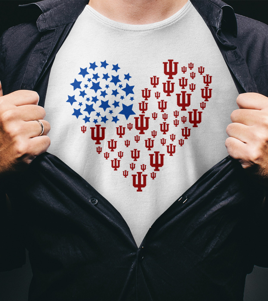 Heartflag Indiana University Stars And Iu Logo Ncaa T-Shirt