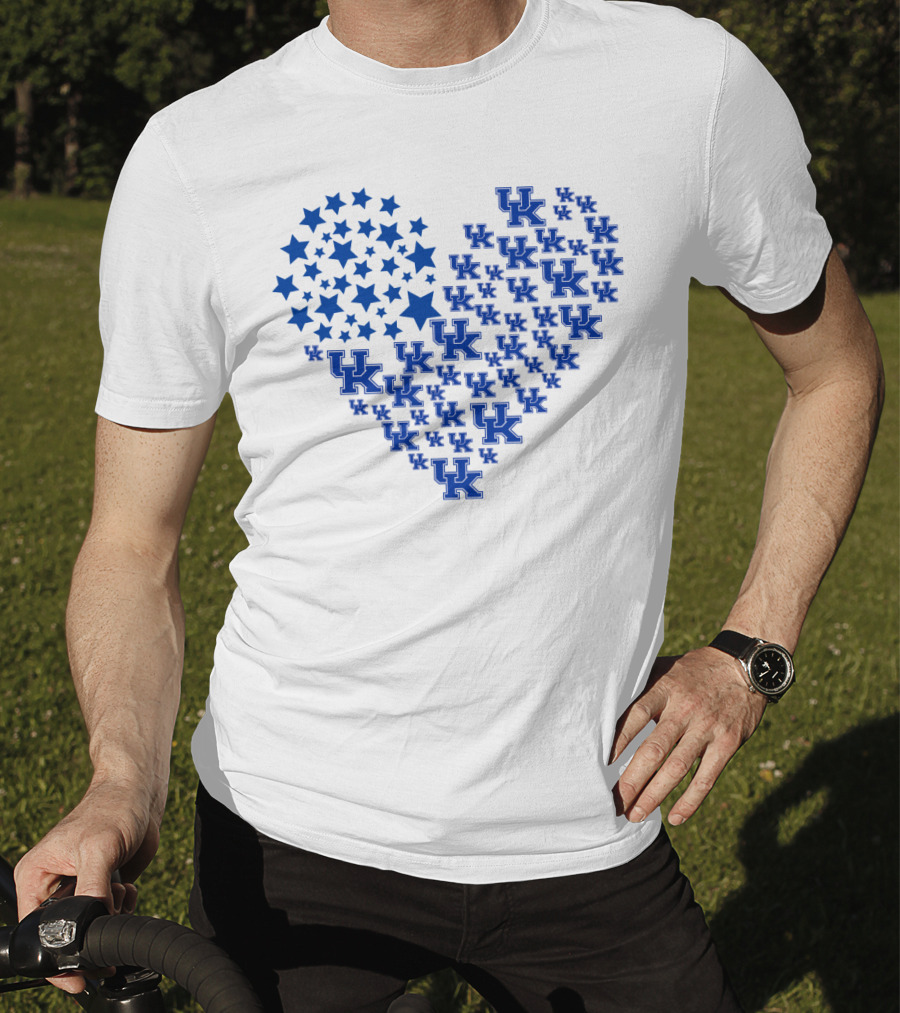 Kentucky Wildcats Heart Flag Stars Uk Ncaa T-Shirt