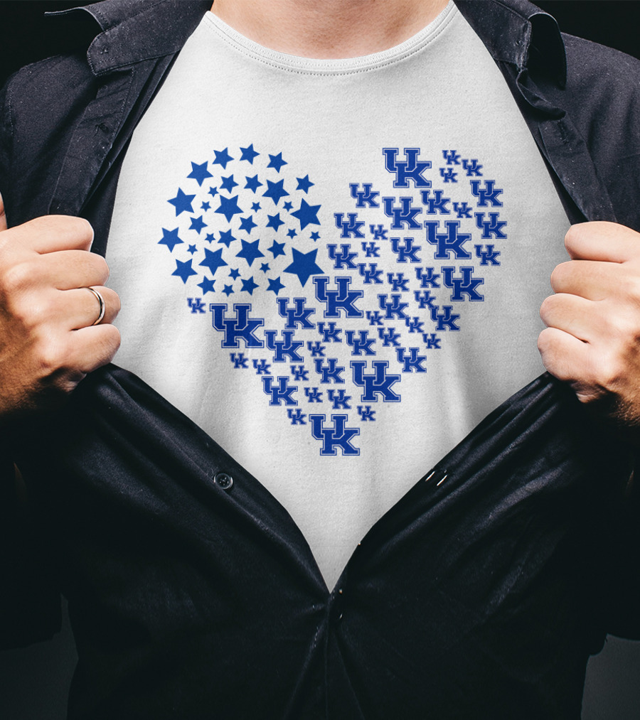 Kentucky Wildcats Heart Flag Stars Uk Ncaa T-Shirt