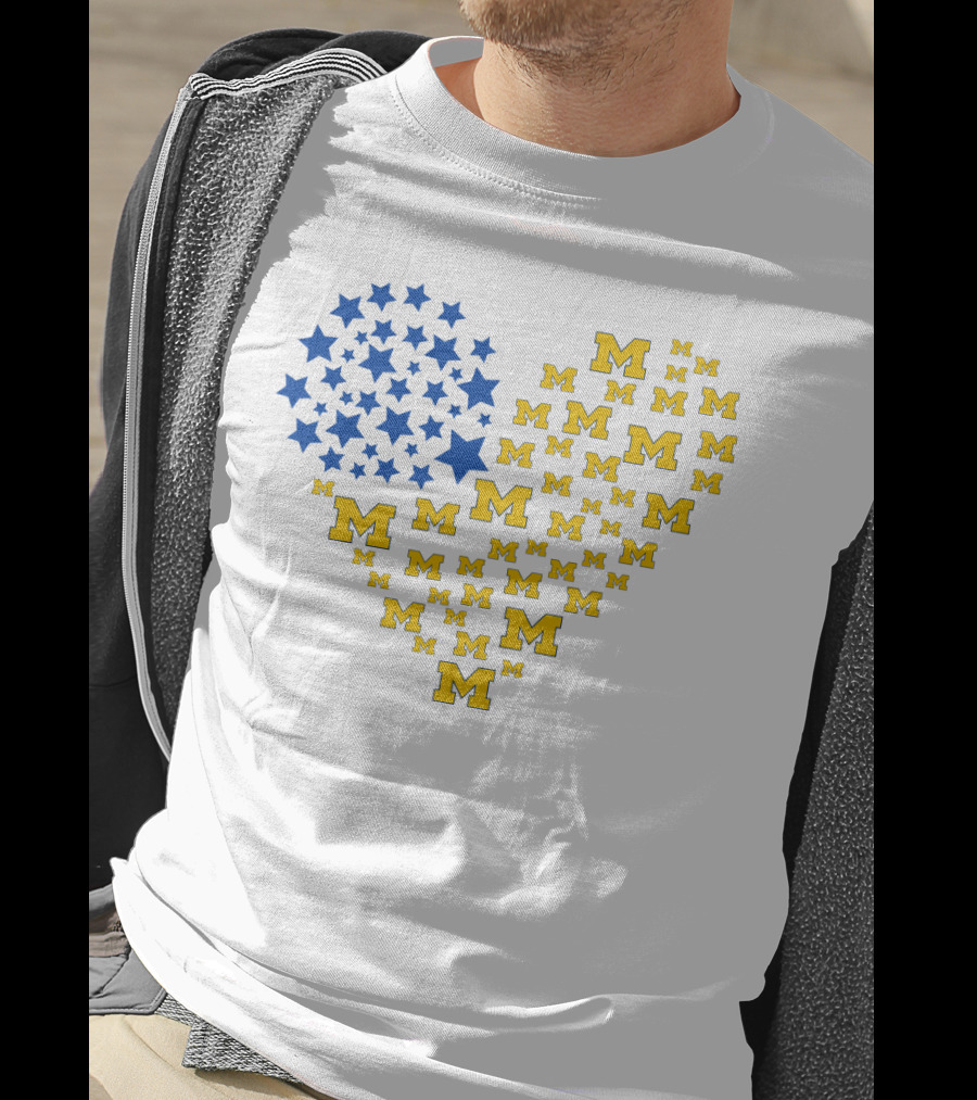 Heartflag Ncaa Michigan Wolverines M Emblem Star Heart T-Shirt