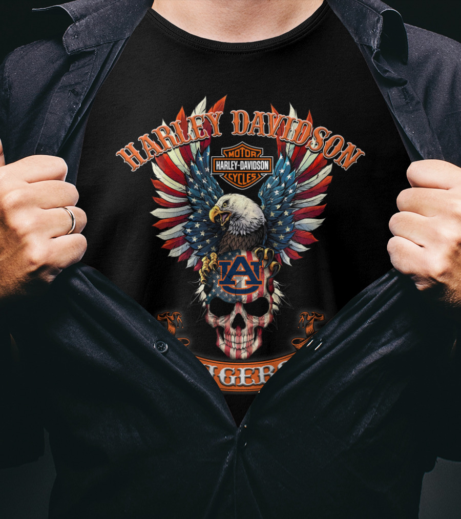 Harley Davidson Motor Cycles Eagle Auburn Tigers T-Shirt